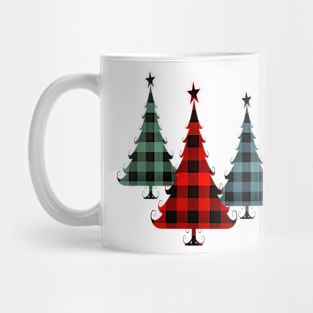 Christmas Tree Traditional Plaid Pattern Red Blue Green Mug